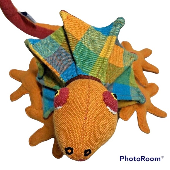 Barbara Samsoni Plush Lizard Frilled Neck Hand Woven Hand Sewn Reptile Iguana - Picture 7 of 12